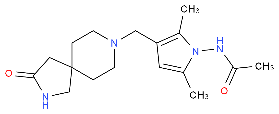 N-{2,5-dimethyl-3-[(3-oxo-2,8-diazaspiro[4.5]dec-8-yl)methyl]-1H-pyrrol-1-yl}acetamide_Molecular_structure_CAS_)