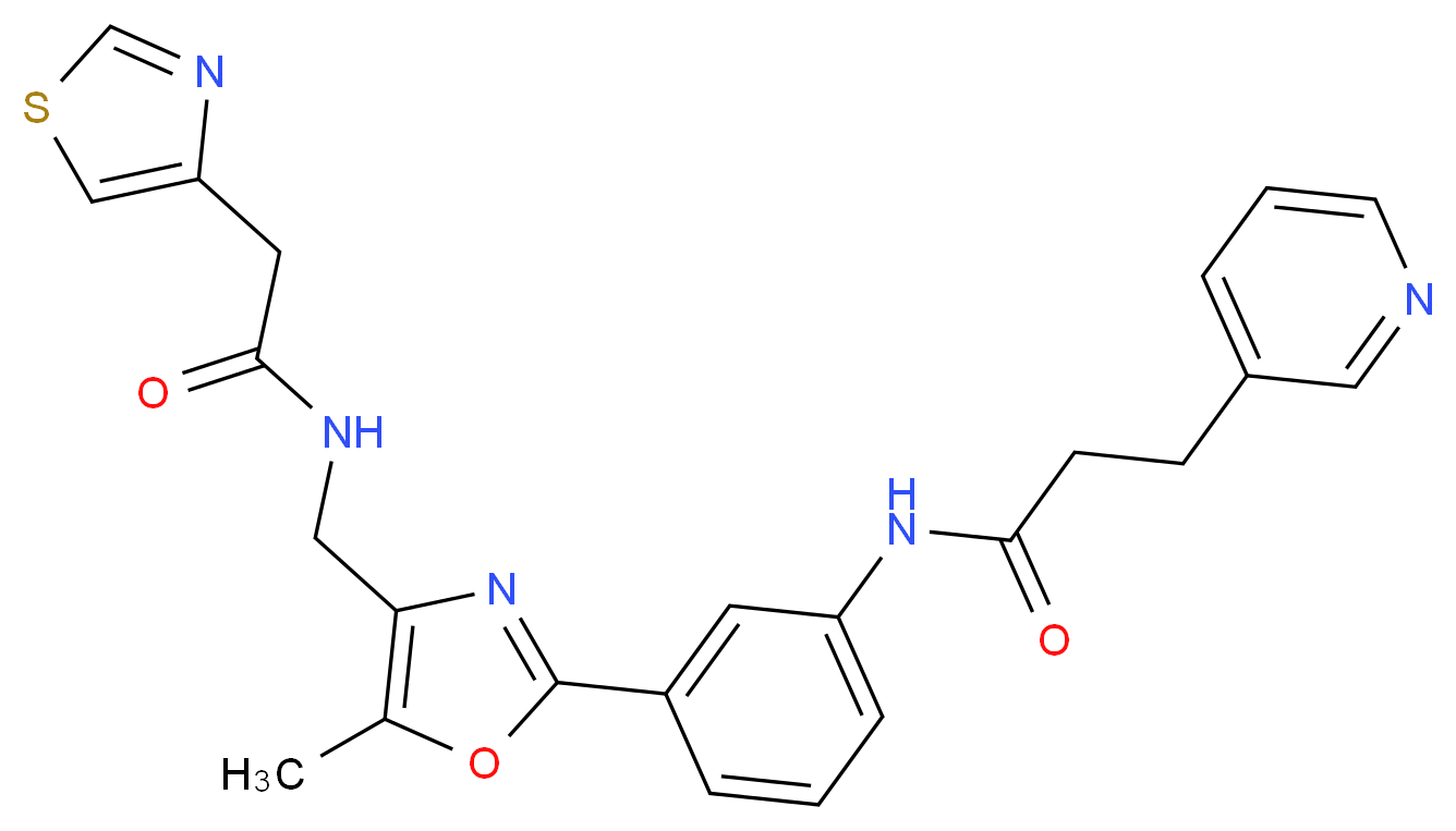 N-[3-(5-methyl-4-{[(1,3-thiazol-4-ylacetyl)amino]methyl}-1,3-oxazol-2-yl)phenyl]-3-(3-pyridinyl)propanamide_Molecular_structure_CAS_)