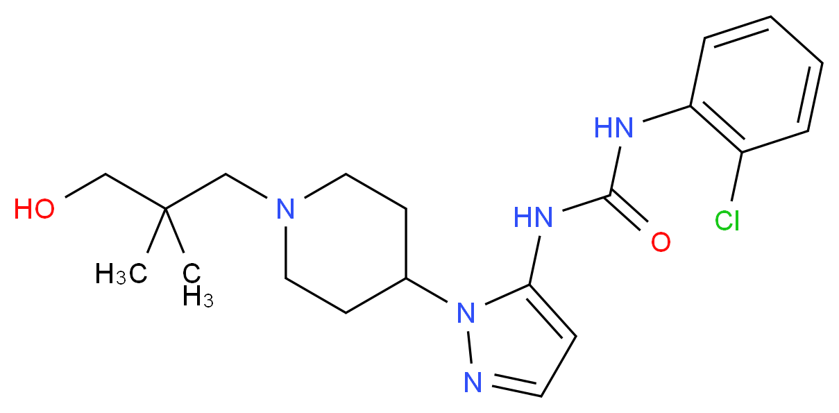 N-(2-chlorophenyl)-N'-{1-[1-(3-hydroxy-2,2-dimethylpropyl)-4-piperidinyl]-1H-pyrazol-5-yl}urea_Molecular_structure_CAS_)