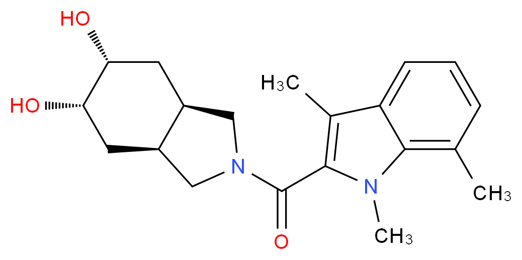 (3aR*,5R*,6S*,7aS*)-2-[(1,3,7-trimethyl-1H-indol-2-yl)carbonyl]octahydro-1H-isoindole-5,6-diol_Molecular_structure_CAS_)
