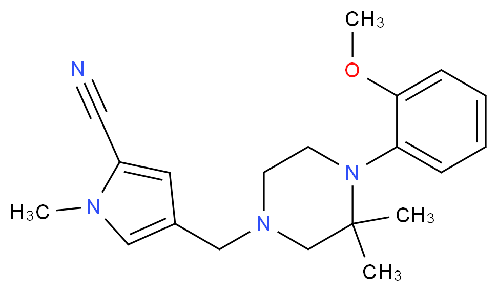 4-{[4-(2-methoxyphenyl)-3,3-dimethyl-1-piperazinyl]methyl}-1-methyl-1H-pyrrole-2-carbonitrile_Molecular_structure_CAS_)