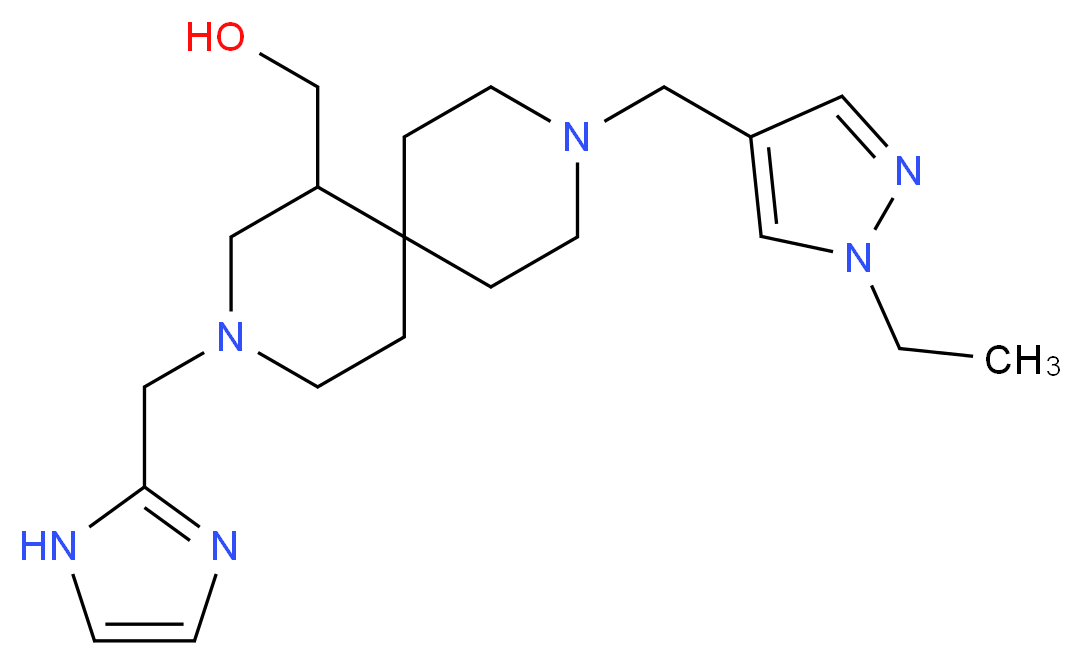 [9-[(1-ethyl-1H-pyrazol-4-yl)methyl]-3-(1H-imidazol-2-ylmethyl)-3,9-diazaspiro[5.5]undec-1-yl]methanol_Molecular_structure_CAS_)