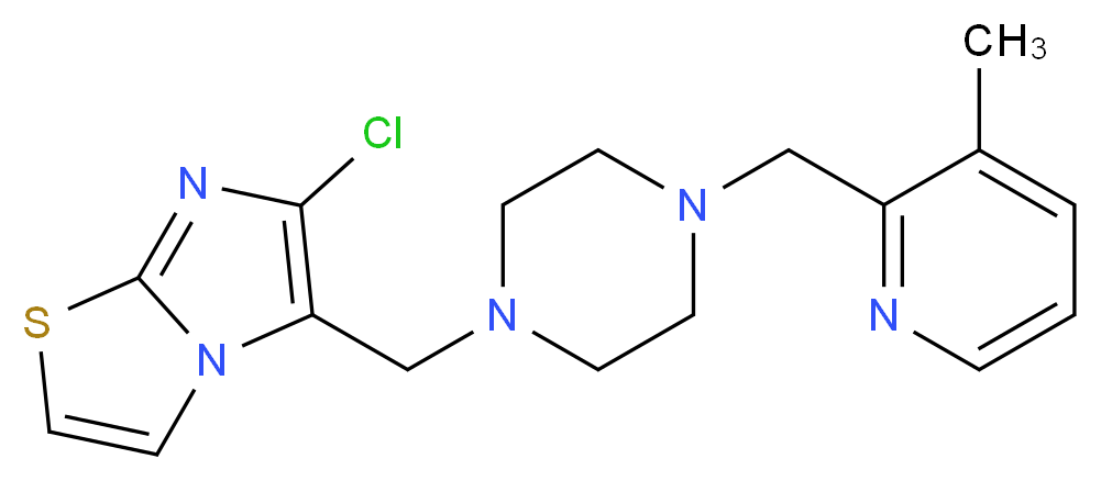 6-chloro-5-({4-[(3-methylpyridin-2-yl)methyl]piperazin-1-yl}methyl)imidazo[2,1-b][1,3]thiazole_Molecular_structure_CAS_)