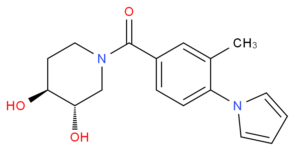(3S*,4S*)-1-[3-methyl-4-(1H-pyrrol-1-yl)benzoyl]piperidine-3,4-diol_Molecular_structure_CAS_)