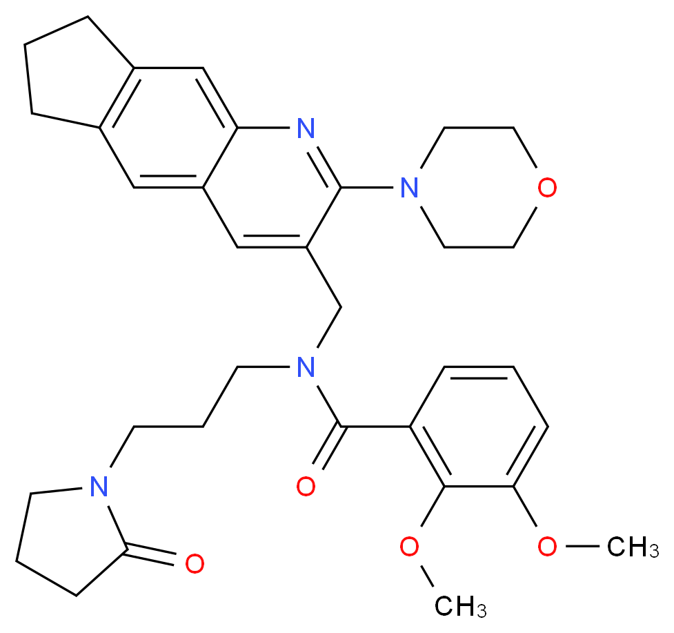 2,3-dimethoxy-N-{[2-(4-morpholinyl)-7,8-dihydro-6H-cyclopenta[g]quinolin-3-yl]methyl}-N-[3-(2-oxo-1-pyrrolidinyl)propyl]benzamide_Molecular_structure_CAS_)