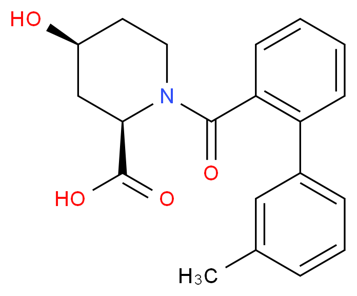 (2R*,4S*)-4-hydroxy-1-[(3'-methylbiphenyl-2-yl)carbonyl]piperidine-2-carboxylic acid_Molecular_structure_CAS_)
