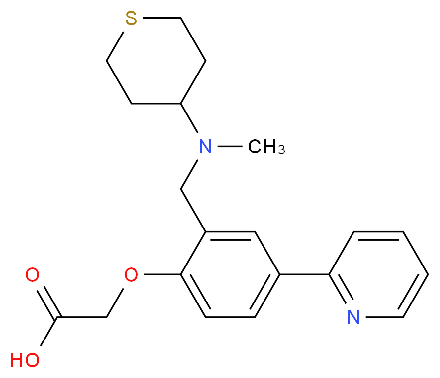 (2-{[methyl(tetrahydro-2H-thiopyran-4-yl)amino]methyl}-4-pyridin-2-ylphenoxy)acetic acid_Molecular_structure_CAS_)