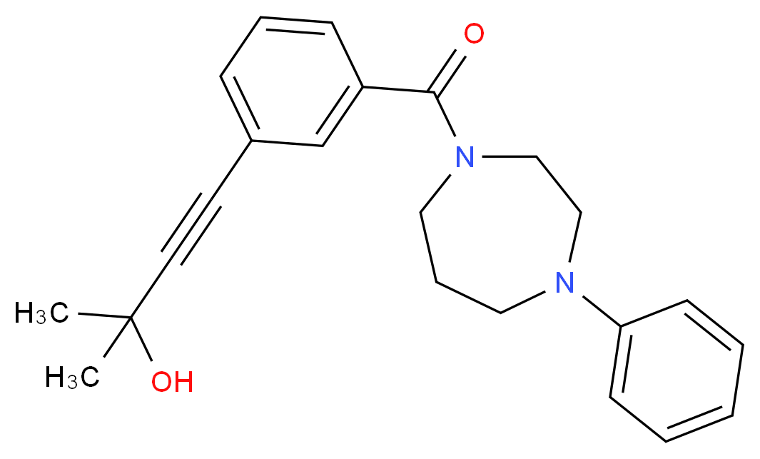 2-methyl-4-{3-[(4-phenyl-1,4-diazepan-1-yl)carbonyl]phenyl}but-3-yn-2-ol_Molecular_structure_CAS_)
