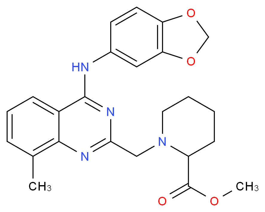 methyl 1-{[4-(1,3-benzodioxol-5-ylamino)-8-methyl-2-quinazolinyl]methyl}-2-piperidinecarboxylate_Molecular_structure_CAS_)