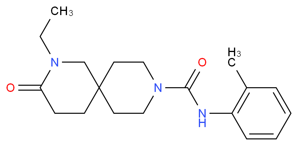 2-ethyl-N-(2-methylphenyl)-3-oxo-2,9-diazaspiro[5.5]undecane-9-carboxamide_Molecular_structure_CAS_)