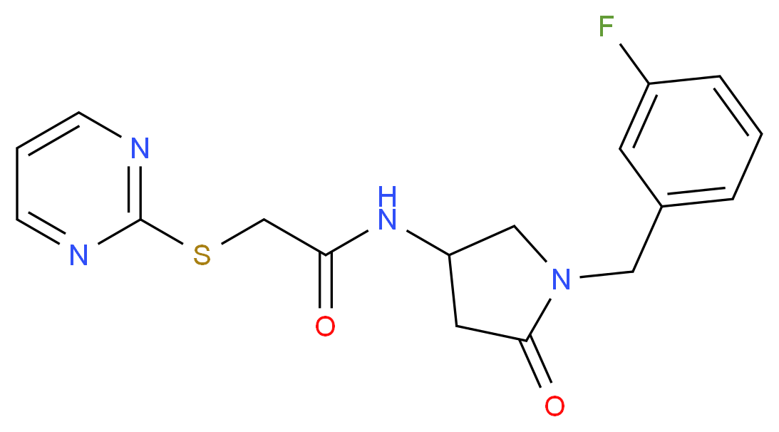 N-[1-(3-fluorobenzyl)-5-oxo-3-pyrrolidinyl]-2-(2-pyrimidinylthio)acetamide_Molecular_structure_CAS_)
