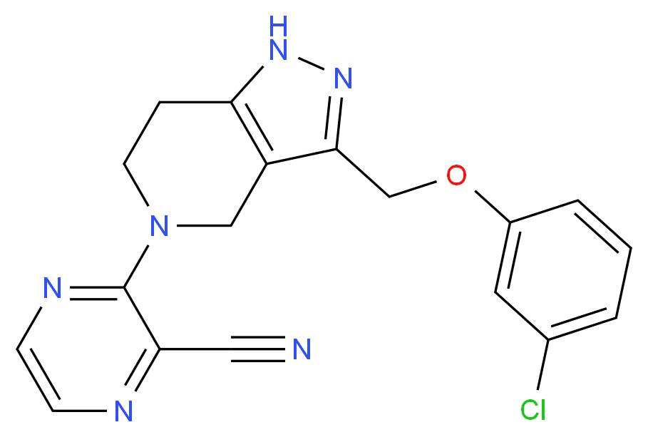 3-{3-[(3-chlorophenoxy)methyl]-1,4,6,7-tetrahydro-5H-pyrazolo[4,3-c]pyridin-5-yl}pyrazine-2-carbonitrile_Molecular_structure_CAS_)
