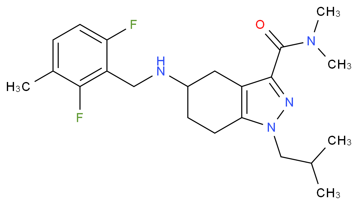5-[(2,6-difluoro-3-methylbenzyl)amino]-1-isobutyl-N,N-dimethyl-4,5,6,7-tetrahydro-1H-indazole-3-carboxamide_Molecular_structure_CAS_)