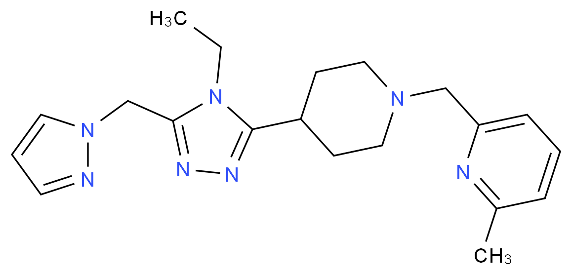2-({4-[4-ethyl-5-(1H-pyrazol-1-ylmethyl)-4H-1,2,4-triazol-3-yl]piperidin-1-yl}methyl)-6-methylpyridine_Molecular_structure_CAS_)