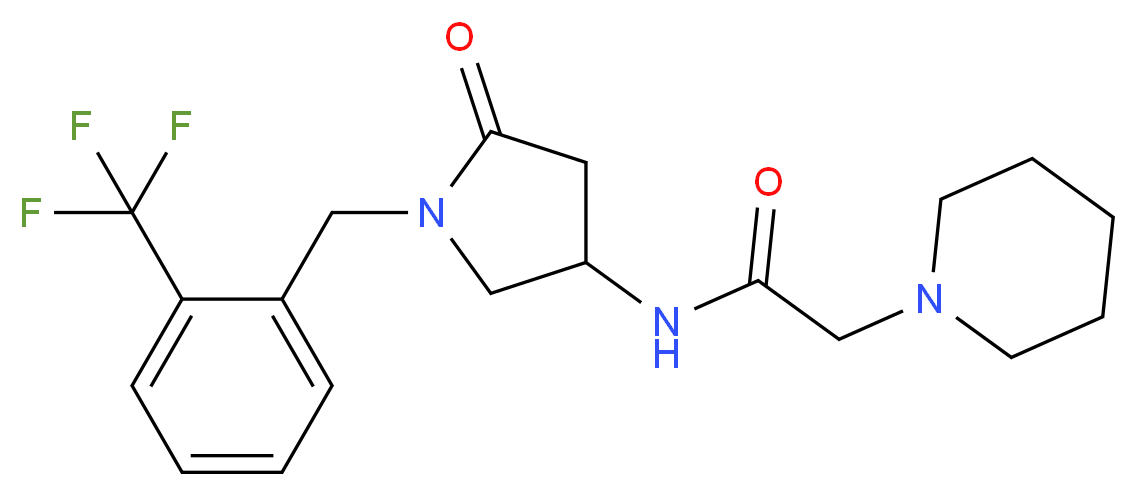 N-{5-oxo-1-[2-(trifluoromethyl)benzyl]-3-pyrrolidinyl}-2-(1-piperidinyl)acetamide_Molecular_structure_CAS_)