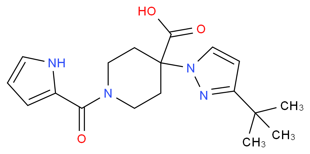 4-(3-tert-butyl-1H-pyrazol-1-yl)-1-(1H-pyrrol-2-ylcarbonyl)piperidine-4-carboxylic acid_Molecular_structure_CAS_)