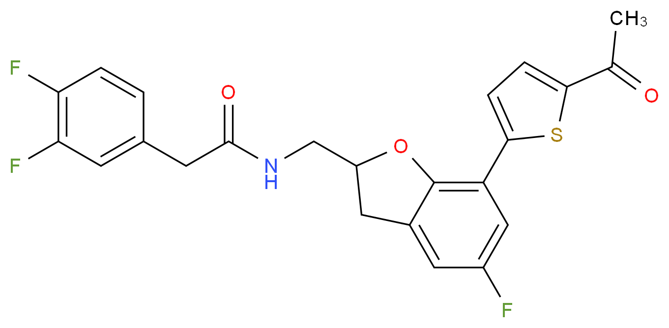 N-{[7-(5-acetyl-2-thienyl)-5-fluoro-2,3-dihydro-1-benzofuran-2-yl]methyl}-2-(3,4-difluorophenyl)acetamide_Molecular_structure_CAS_)