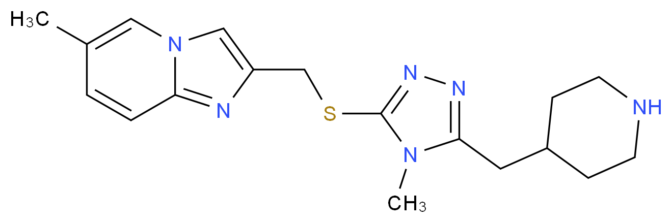 6-methyl-2-({[4-methyl-5-(piperidin-4-ylmethyl)-4H-1,2,4-triazol-3-yl]thio}methyl)imidazo[1,2-a]pyridine_Molecular_structure_CAS_)