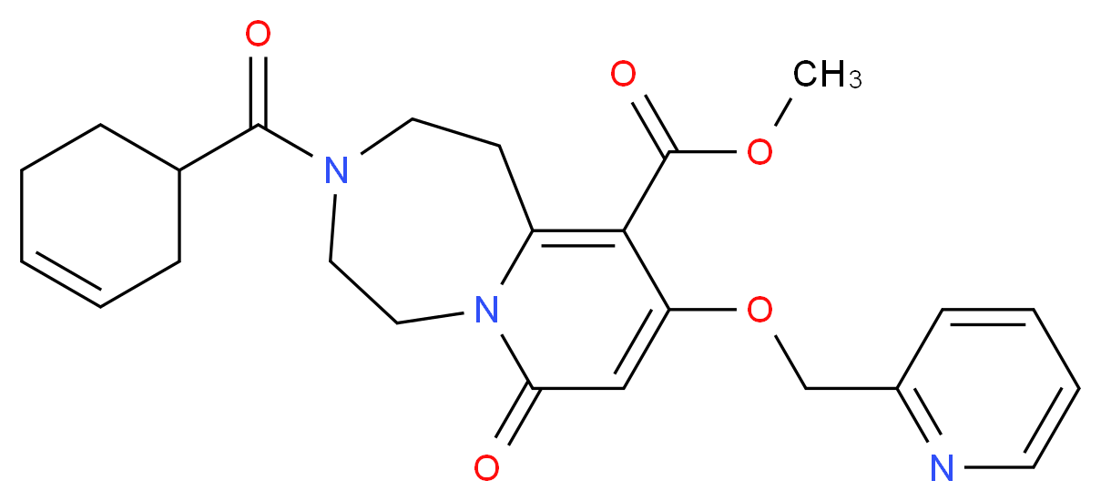 methyl 3-(3-cyclohexen-1-ylcarbonyl)-7-oxo-9-(2-pyridinylmethoxy)-1,2,3,4,5,7-hexahydropyrido[1,2-d][1,4]diazepine-10-carboxylate_Molecular_structure_CAS_)