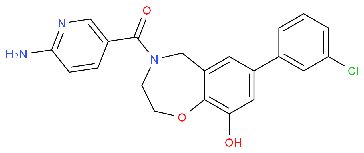 4-[(6-aminopyridin-3-yl)carbonyl]-7-(3-chlorophenyl)-2,3,4,5-tetrahydro-1,4-benzoxazepin-9-ol_Molecular_structure_CAS_)