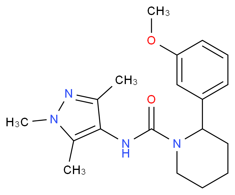 2-(3-methoxyphenyl)-N-(1,3,5-trimethyl-1H-pyrazol-4-yl)piperidine-1-carboxamide_Molecular_structure_CAS_)