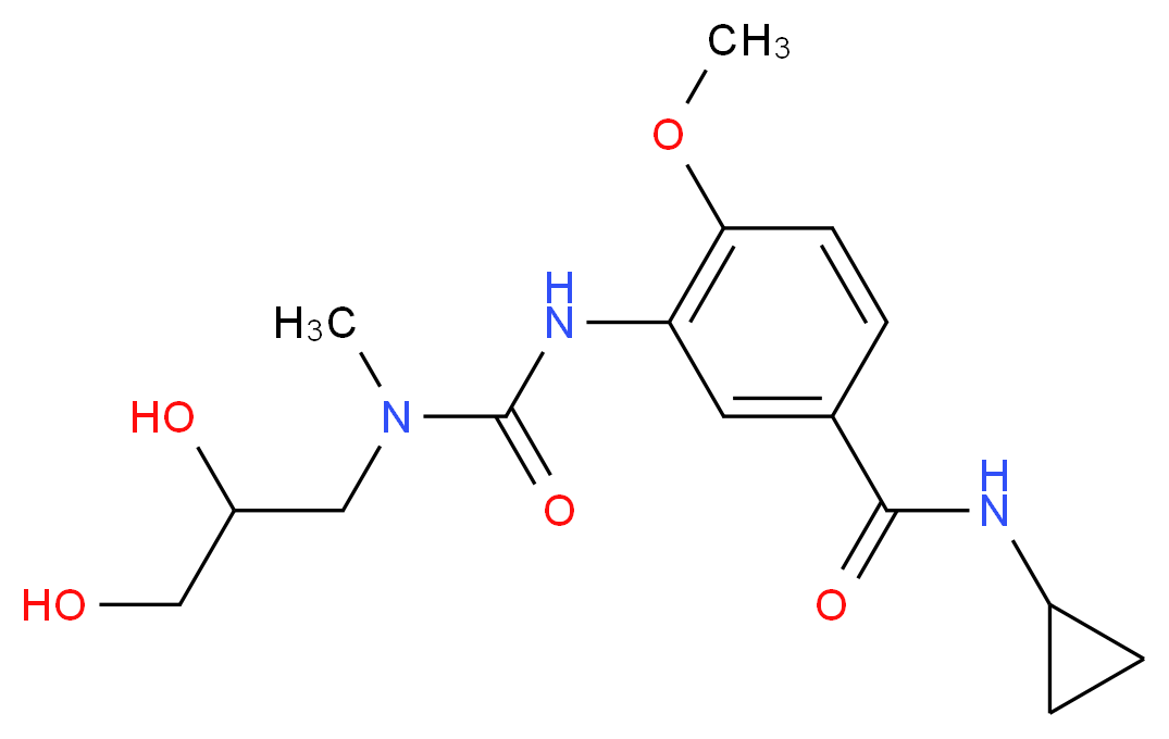 N-cyclopropyl-3-({[(2,3-dihydroxypropyl)(methyl)amino]carbonyl}amino)-4-methoxybenzamide_Molecular_structure_CAS_)