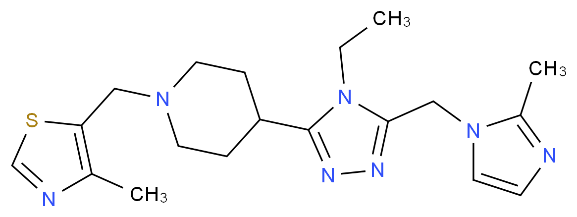 4-{4-ethyl-5-[(2-methyl-1H-imidazol-1-yl)methyl]-4H-1,2,4-triazol-3-yl}-1-[(4-methyl-1,3-thiazol-5-yl)methyl]piperidine_Molecular_structure_CAS_)