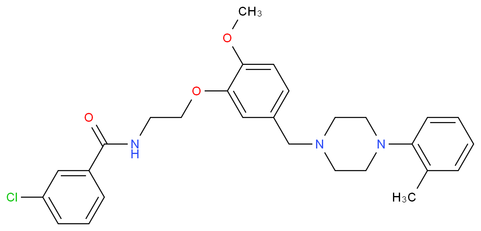 3-chloro-N-[2-(2-methoxy-5-{[4-(2-methylphenyl)-1-piperazinyl]methyl}phenoxy)ethyl]benzamide_Molecular_structure_CAS_)