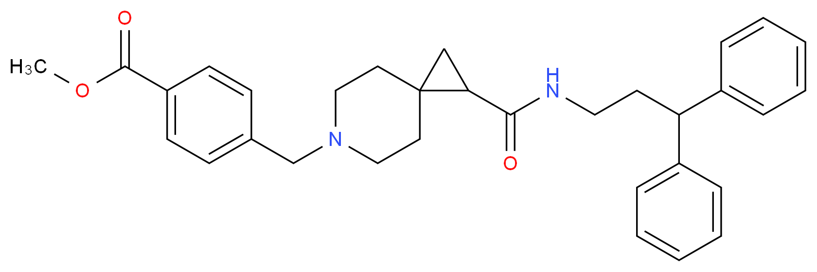 methyl 4-[(1-{[(3,3-diphenylpropyl)amino]carbonyl}-6-azaspiro[2.5]oct-6-yl)methyl]benzoate_Molecular_structure_CAS_)