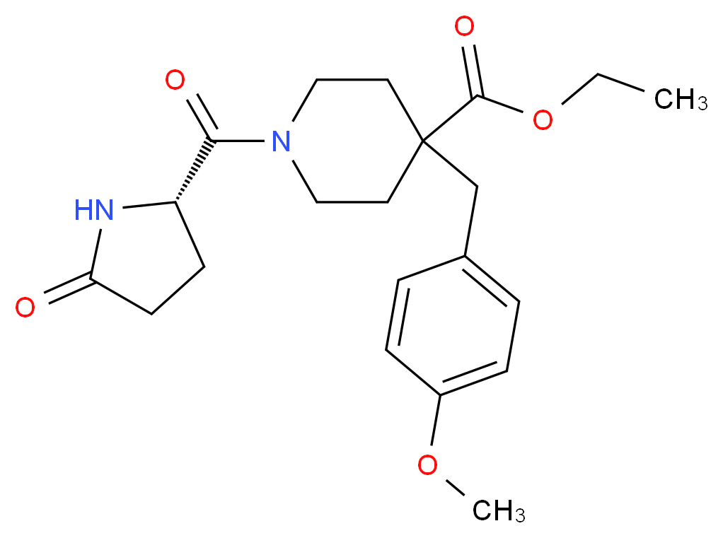 ethyl 4-(4-methoxybenzyl)-1-(5-oxo-L-prolyl)-4-piperidinecarboxylate_Molecular_structure_CAS_)