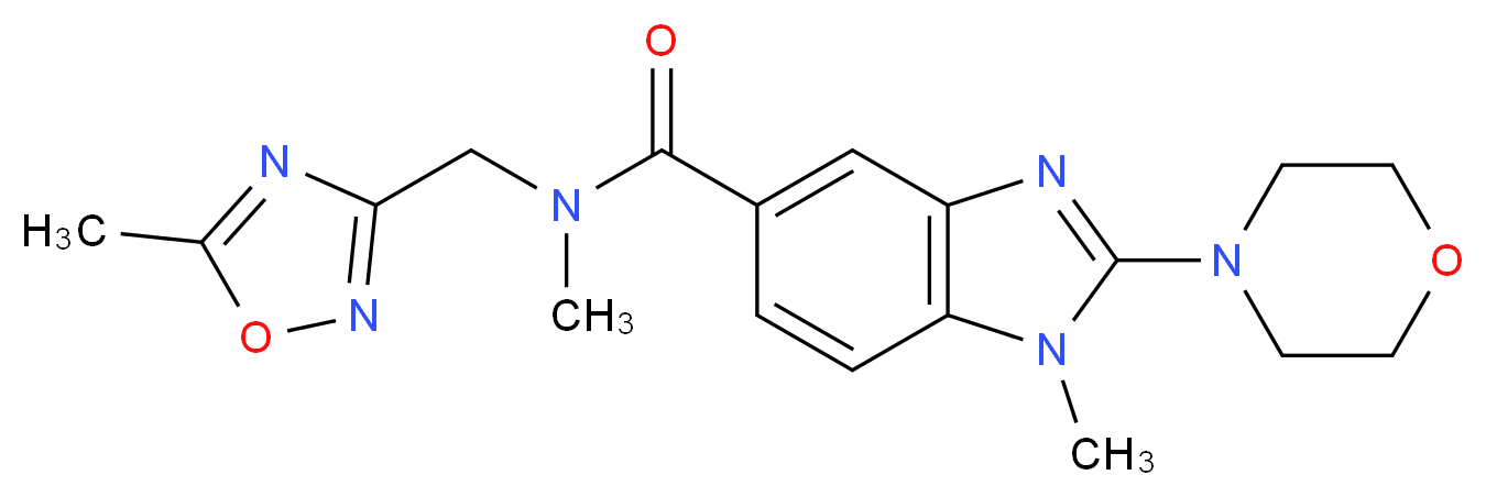 N,1-dimethyl-N-[(5-methyl-1,2,4-oxadiazol-3-yl)methyl]-2-(4-morpholinyl)-1H-benzimidazole-5-carboxamide_Molecular_structure_CAS_)