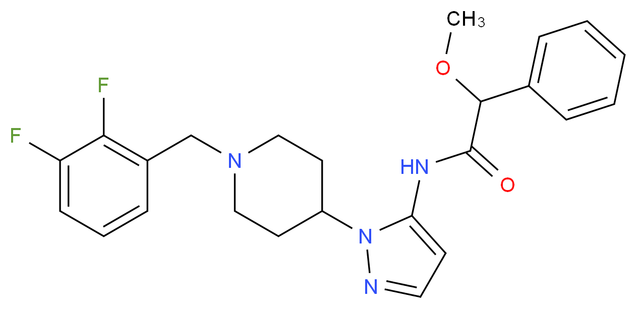 N-{1-[1-(2,3-difluorobenzyl)-4-piperidinyl]-1H-pyrazol-5-yl}-2-methoxy-2-phenylacetamide_Molecular_structure_CAS_)