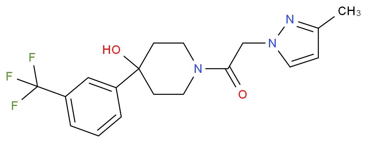 1-[(3-methyl-1H-pyrazol-1-yl)acetyl]-4-[3-(trifluoromethyl)phenyl]-4-piperidinol_Molecular_structure_CAS_)