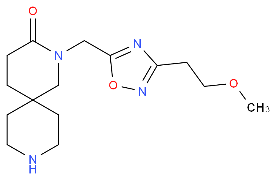 2-{[3-(2-methoxyethyl)-1,2,4-oxadiazol-5-yl]methyl}-2,9-diazaspiro[5.5]undecan-3-one_Molecular_structure_CAS_)