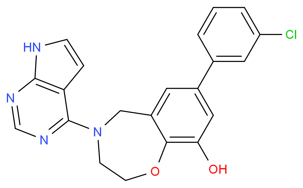 7-(3-chlorophenyl)-4-(7H-pyrrolo[2,3-d]pyrimidin-4-yl)-2,3,4,5-tetrahydro-1,4-benzoxazepin-9-ol_Molecular_structure_CAS_)