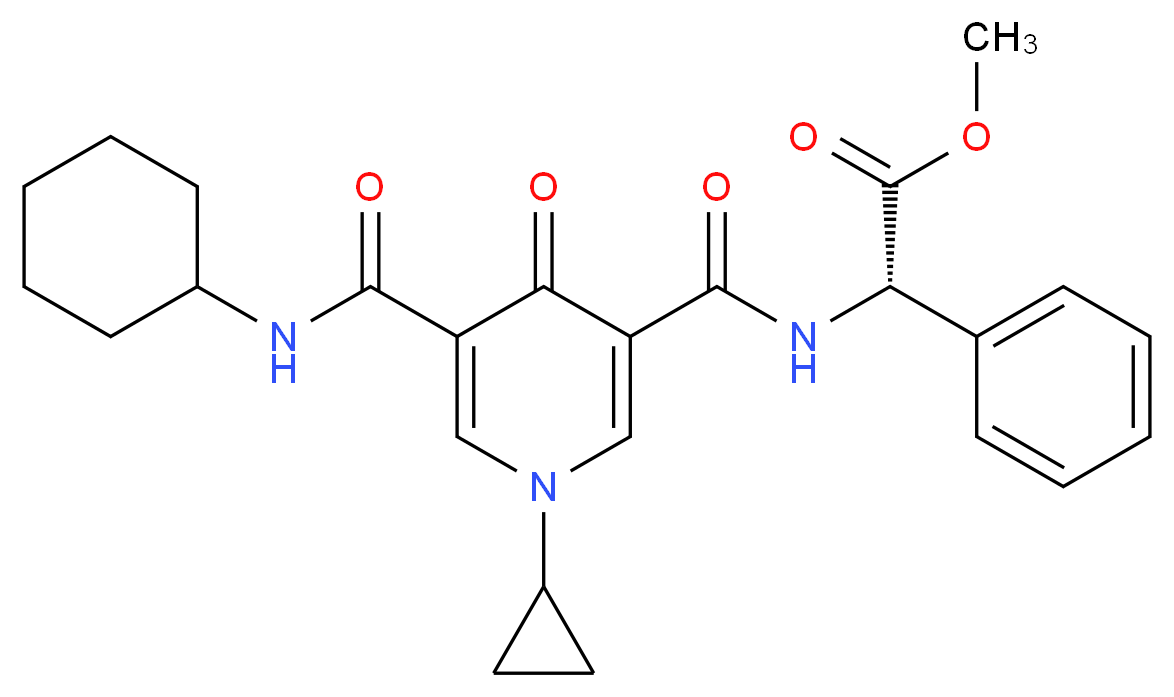 methyl (2S)-[({5-[(cyclohexylamino)carbonyl]-1-cyclopropyl-4-oxo-1,4-dihydro-3-pyridinyl}carbonyl)amino](phenyl)acetate_Molecular_structure_CAS_)