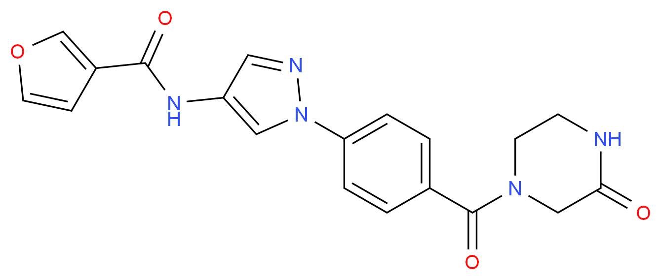N-(1-{4-[(3-oxo-1-piperazinyl)carbonyl]phenyl}-1H-pyrazol-4-yl)-3-furamide_Molecular_structure_CAS_)