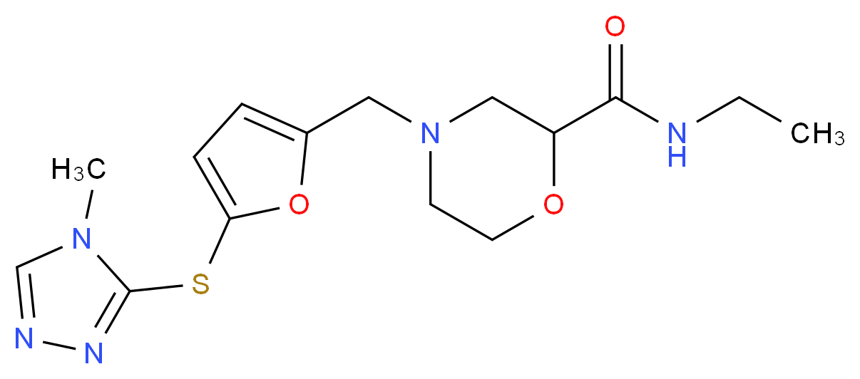 N-ethyl-4-({5-[(4-methyl-4H-1,2,4-triazol-3-yl)thio]-2-furyl}methyl)-2-morpholinecarboxamide_Molecular_structure_CAS_)