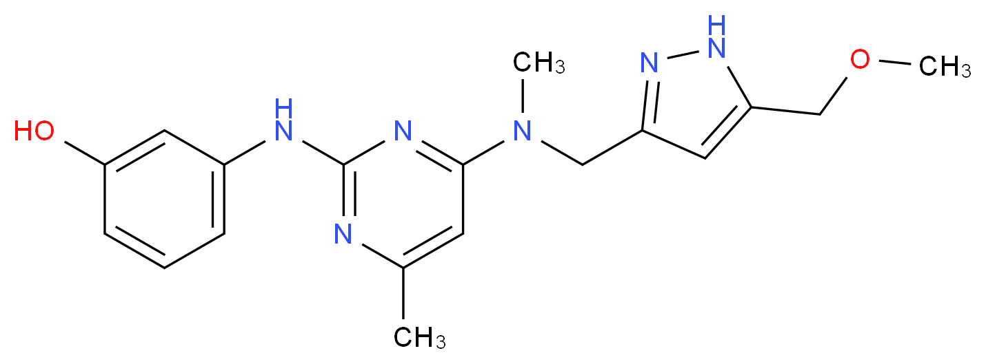 3-({4-[{[5-(methoxymethyl)-1H-pyrazol-3-yl]methyl}(methyl)amino]-6-methylpyrimidin-2-yl}amino)phenol_Molecular_structure_CAS_)