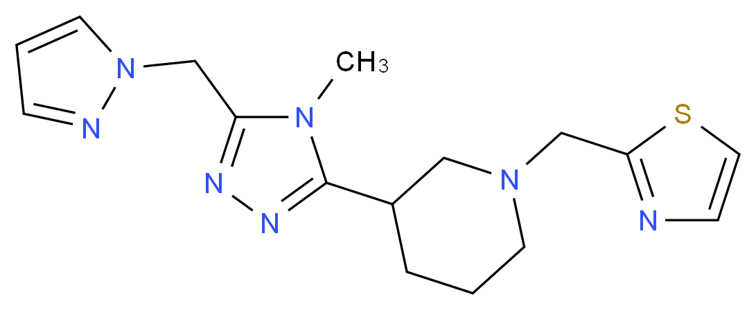 3-[4-methyl-5-(1H-pyrazol-1-ylmethyl)-4H-1,2,4-triazol-3-yl]-1-(1,3-thiazol-2-ylmethyl)piperidine_Molecular_structure_CAS_)