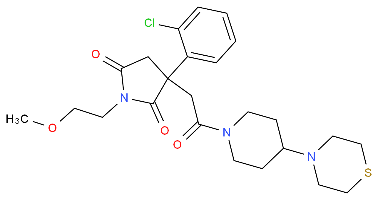 3-(2-chlorophenyl)-1-(2-methoxyethyl)-3-{2-oxo-2-[4-(4-thiomorpholinyl)-1-piperidinyl]ethyl}-2,5-pyrrolidinedione_Molecular_structure_CAS_)