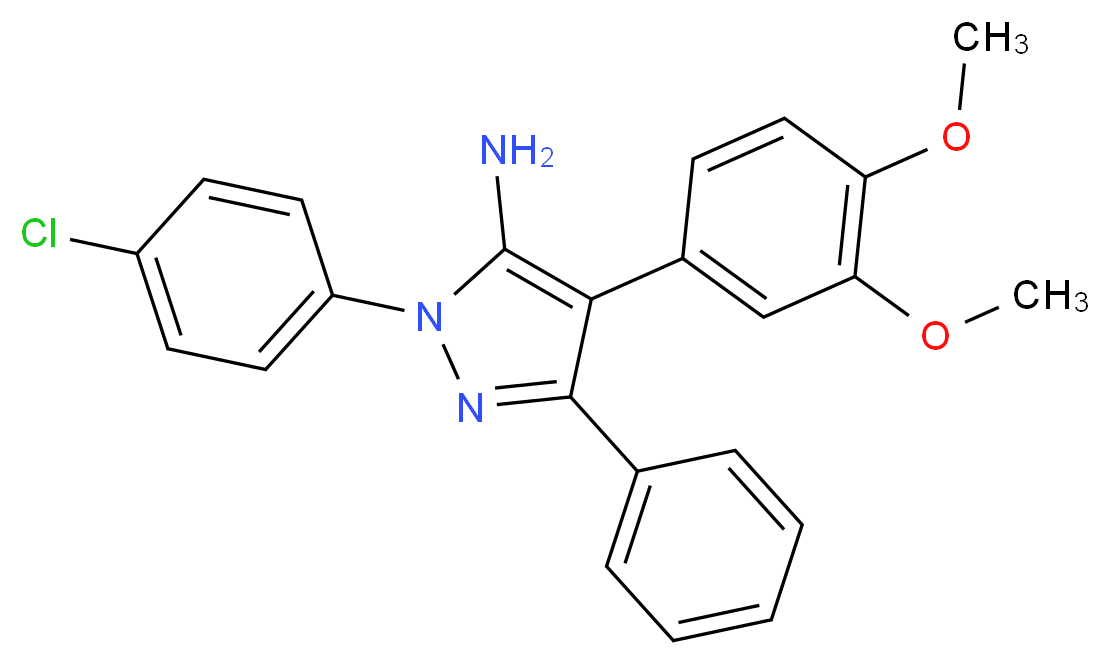 1-(4-chlorophenyl)-4-(3,4-dimethoxyphenyl)-3-phenyl-1H-pyrazol-5-amine_Molecular_structure_CAS_)
