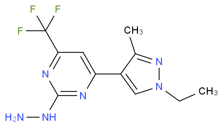 4-(1-Ethyl-3-methyl-1H-pyrazol-4-yl)-2-hydrazino-6-(trifluoromethyl)pyrimidine_Molecular_structure_CAS_)