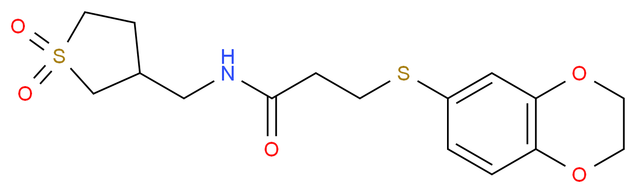 3-(2,3-dihydro-1,4-benzodioxin-6-ylthio)-N-[(1,1-dioxidotetrahydro-3-thienyl)methyl]propanamide_Molecular_structure_CAS_)