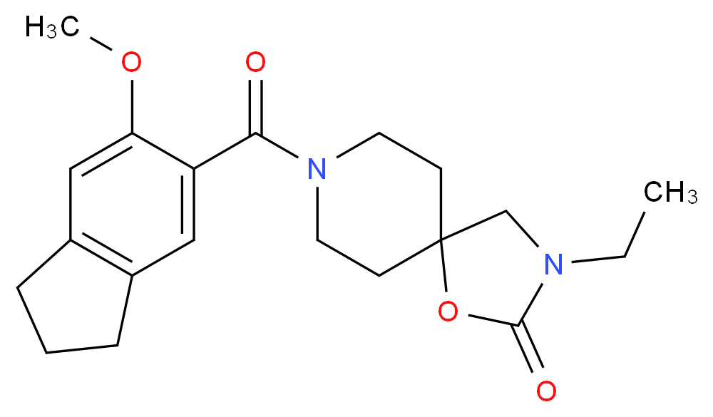 3-ethyl-8-[(6-methoxy-2,3-dihydro-1H-inden-5-yl)carbonyl]-1-oxa-3,8-diazaspiro[4.5]decan-2-one_Molecular_structure_CAS_)