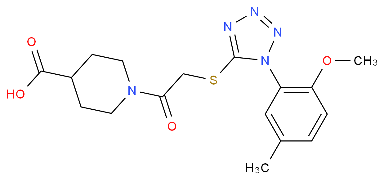 1-({[1-(2-methoxy-5-methylphenyl)-1H-tetrazol-5-yl]thio}acetyl)piperidine-4-carboxylic acid_Molecular_structure_CAS_)