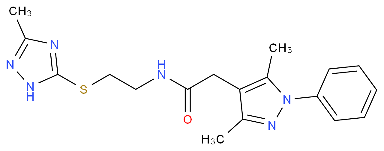 2-(3,5-dimethyl-1-phenyl-1H-pyrazol-4-yl)-N-{2-[(3-methyl-1H-1,2,4-triazol-5-yl)thio]ethyl}acetamide_Molecular_structure_CAS_)
