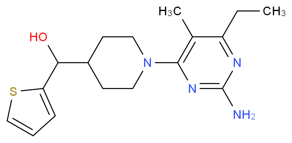 [1-(2-amino-6-ethyl-5-methylpyrimidin-4-yl)piperidin-4-yl](2-thienyl)methanol_Molecular_structure_CAS_)