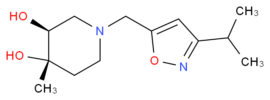 (3S*,4S*)-1-[(3-isopropylisoxazol-5-yl)methyl]-4-methylpiperidine-3,4-diol_Molecular_structure_CAS_)
