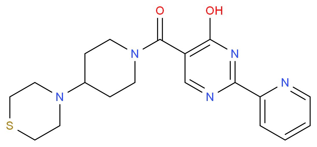 2-pyridin-2-yl-5-[(4-thiomorpholin-4-ylpiperidin-1-yl)carbonyl]pyrimidin-4-ol_Molecular_structure_CAS_)